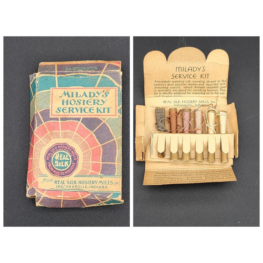 1920s-30s Real Silk Hosiery Milady's Service Kit Mend Silk Stockings Vintage